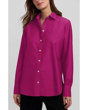 Foxcroft Meghan Solid Cotton Button-Up Shirt - Pink
