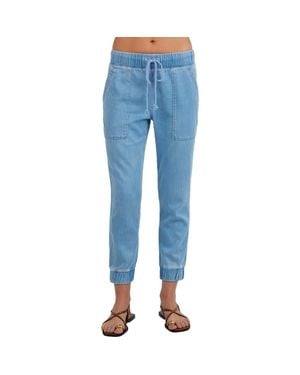 Bella Dahl Pocket Crop Denim Sweatpants - Blue