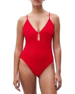 Chantelle Pulp Jacquard One-Piece Swimsuit - Red