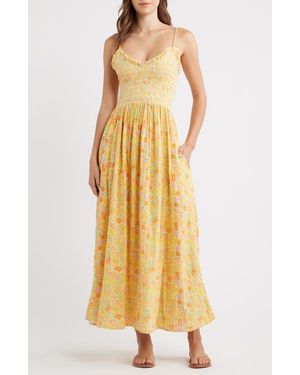 Free People Sweet Nothings Floral Print Sleeveless Maxi Sundress - Yellow