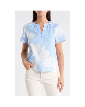 Sugarlips Afina Floral Cotton Top - Blue