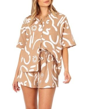 Petal & Pup Soleil Button-Up Shirt & Shorts - Natural