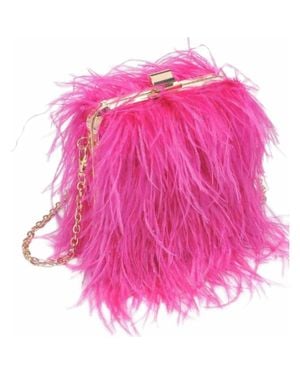 Moda Luxe Feathered Flair Evening Bag - Pink