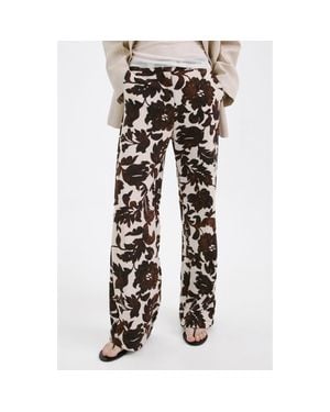 Mango Floral Pants - Black