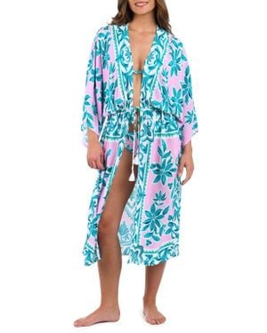 La Blanca Opulent Tie Front Cover-Up - Blue