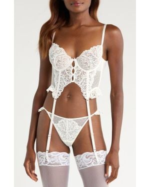 Hunkemöller Posie Underwire Bustier & Garter Straps - White