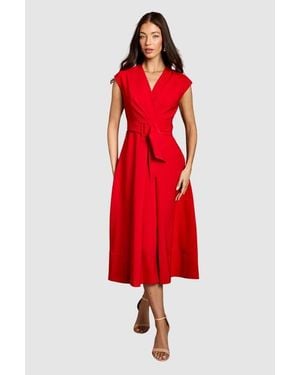Coast Belted Crepe Dress - Red