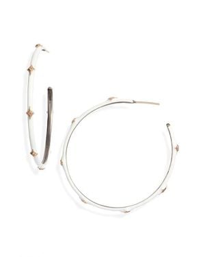 Armenta New World 14K & Enamel Hoop Earrings - White