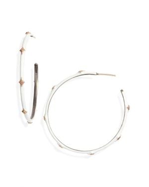 Armenta New World 14K & Enamel Hoop Earrings - White