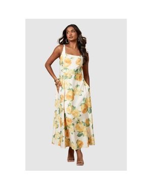Oasis Floral Square Neck Maxi Dress - Metallic