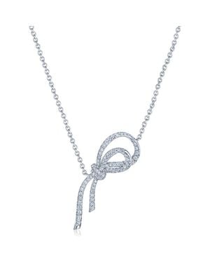 Kwiat Diamond Ribbon Bow Pendant Necklace - Metallic
