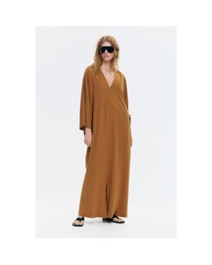 H&M Tie-Detail Crêpe Dress - Brown