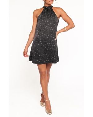 Petal & Pup Gabrielle Polka Dot Halter Minidress - Black