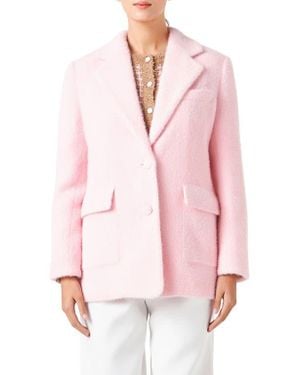 Endless Rose Textured Single Breasted Blazer - Pink