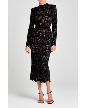 Nadine Merabi Long Sleeve Lace Cocktail Dress - Black