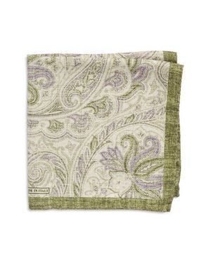 Nordstrom Paisley Silk Pocket Square - Green