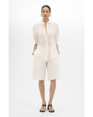 Another Tomorrow Gingham Blouse - White
