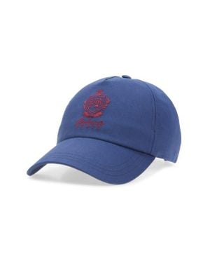 Balmain College Emblem Embroidered Adjustable Cotton Baseball Cap - Blue
