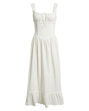 BDG Gabriette Tie Front Lace Trim Maxi Dress - White