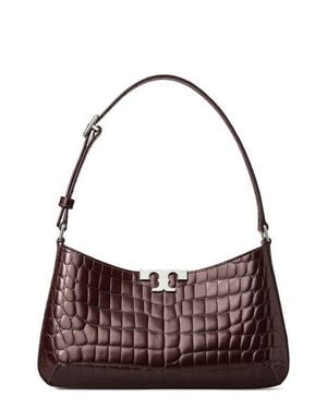 Tory Burch Slim Eleanor Croc Embossed Leather Shoulder Bag - Purple