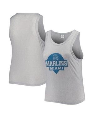 Soft As A Grape Miami Marlins Plus Size High Neck Tri-Blend Tank Top - Gray