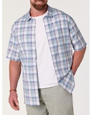 True Nation by DXL Big & Tall Western Plaid Sport Shirt - Blue