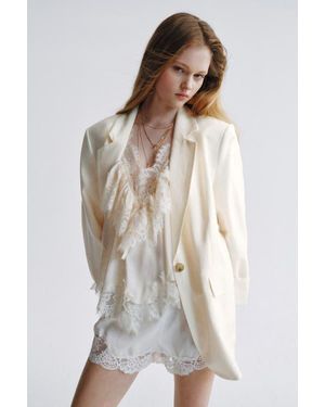 H&M Linen-Blend Blazer - White