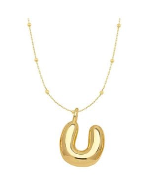 Emma Rae 14K Plated Bubble Initial Pendant Necklace - Metallic