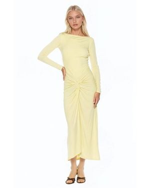 Alexia Admor Revel Long Sleeve Draped Skirt Maxi Dress - Metallic