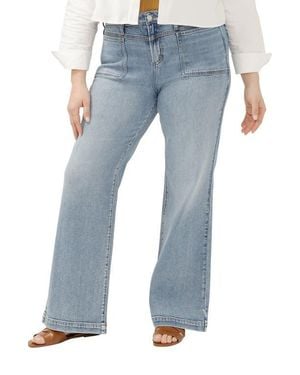 Silver Jeans Co. Avery Curvy Patch Pocket Wide Leg Trouser Jeans - Blue