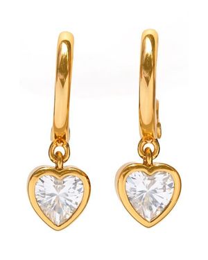 Girls Crew Seoul Heart Cubic Zirconia Hoop Earrings - Metallic