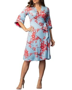 Kiyonna Gemini Wrap Dress - Blue