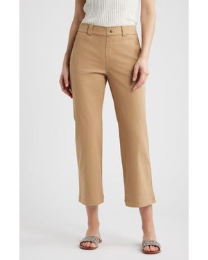 Hue Kick Flare Stretch Cotton Pull-On Pants - Natural