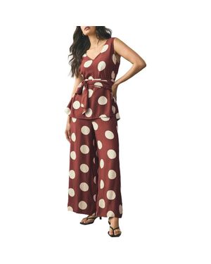 Next Polka Dot Tie Waist Jumpsuit - Red