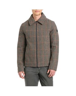 Vince Camuto Plaid Flannel Zip Jacket - Brown