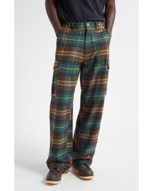 Sky High Farm Gender Inclusive Plaid Flannel Cargo Pants - Blue