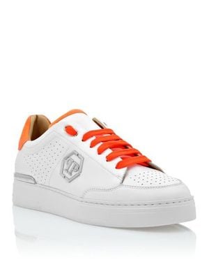 Philipp Plein Mix Leather Lo-Top Sneakers - Gray