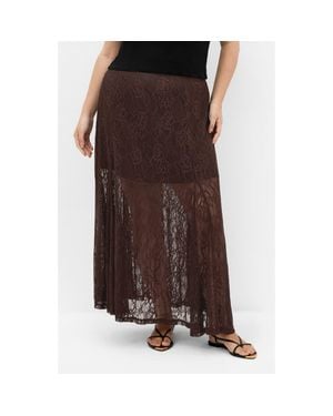 City Chic Lace Maxi Skirt - Brown