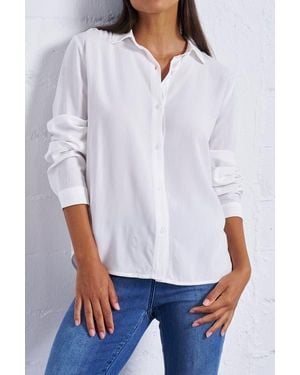Franne Golde Easy Airy Poplin Button-Up Shirt - White