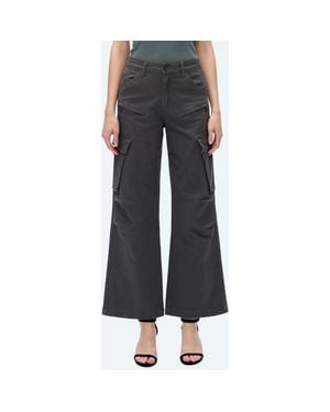 Bayeas Fann High Waist Wide Leg Cargo Jeans - Black