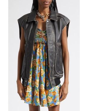 Rabanne Weathered Leather Vest - Black