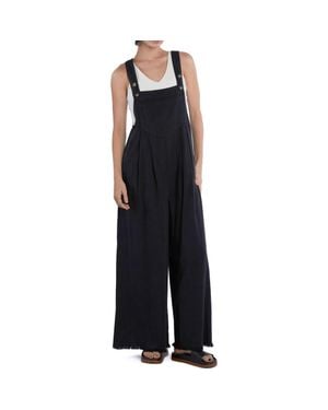 Billy T Claire Wide Leg Denim Overalls - Black
