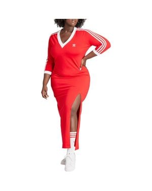 adidas Originals Lifestyle V-Neck Maxi Dress - Red