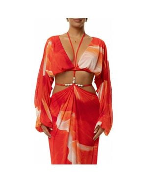JLUXLABEL Selene Draped Crop Top - Red