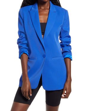 Endless Rose Tailored Single Button Blazer - Blue