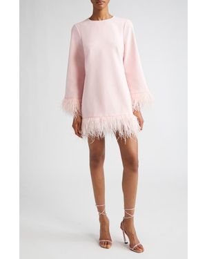 Likely Marullo Feather Trim Long Sleeve Dress - Pink