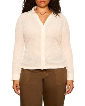 Sanctuary Juno Textured Button Front Shirt - Natural