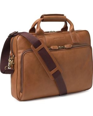 Johnston & Murphy Full-Grain Leather Briefcase - Brown