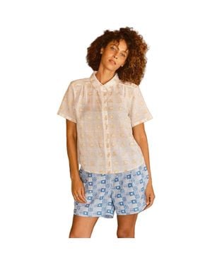 Ace & Jig Winnie Button-Up Foldover Collar Blouse - Blue