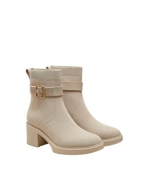 VIVAIA Gisella Square-Toe Water-Repellent Heeled Boots - Natural